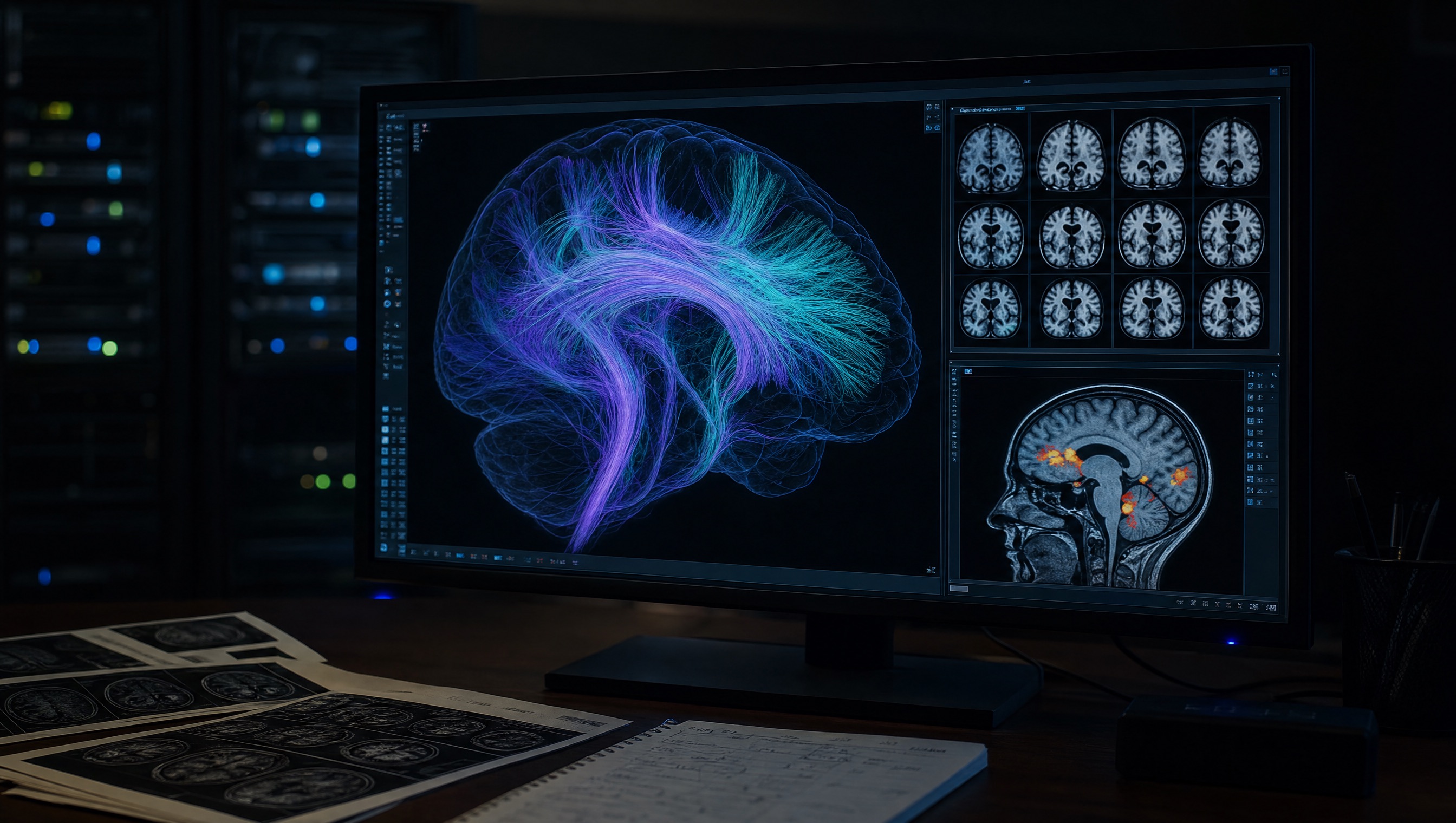 NIH researchers analyzing brain imaging data